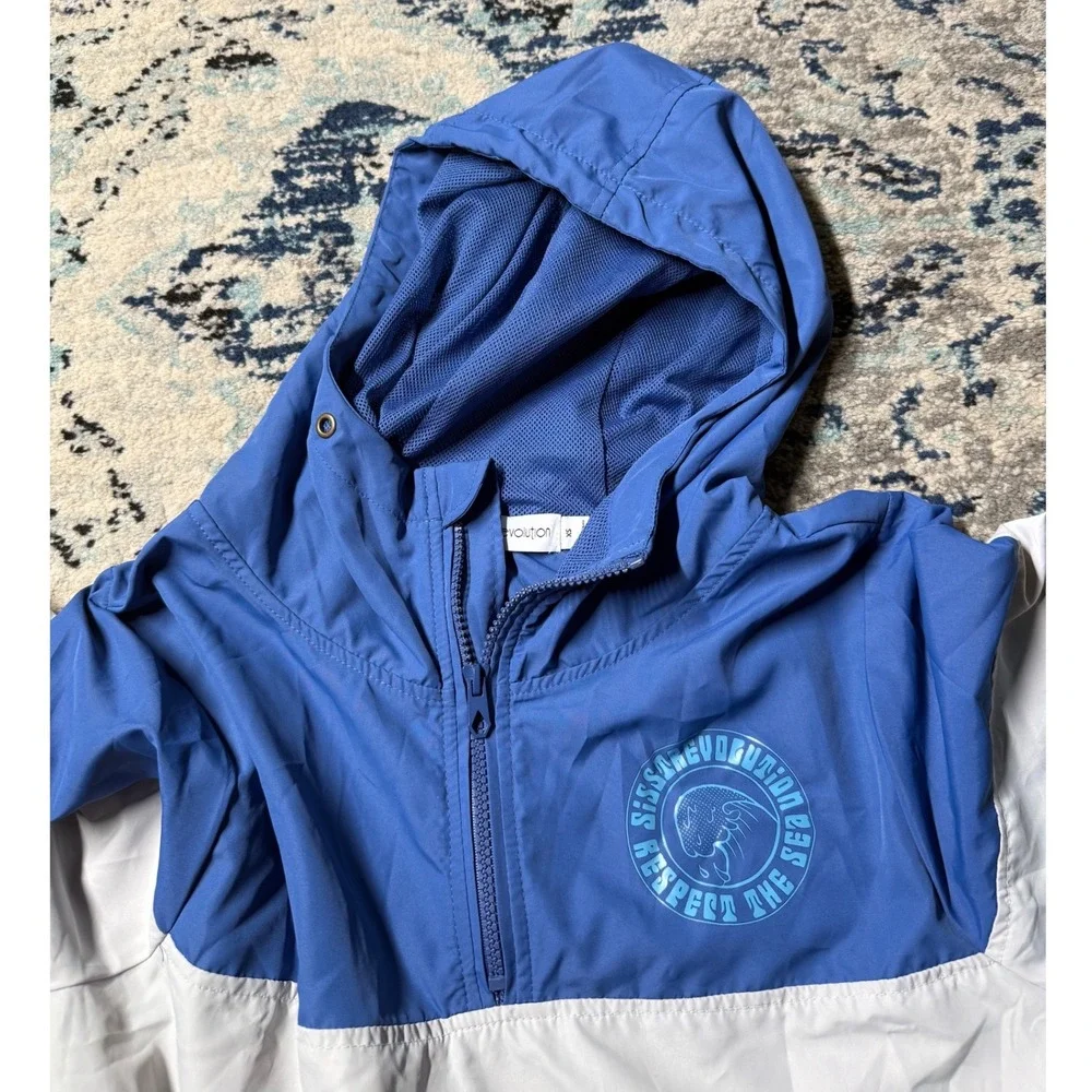 Sisstrevolution Respect The Sea Colorblock Windbreaker Pullover Jacket Blue XS